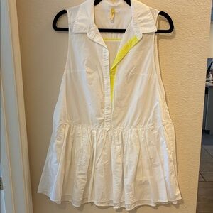 Free People White Button-Down Sleeveless Dress